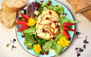 Gratinierter Ziegenkäse mit Apfel und butem Frühlinssalat