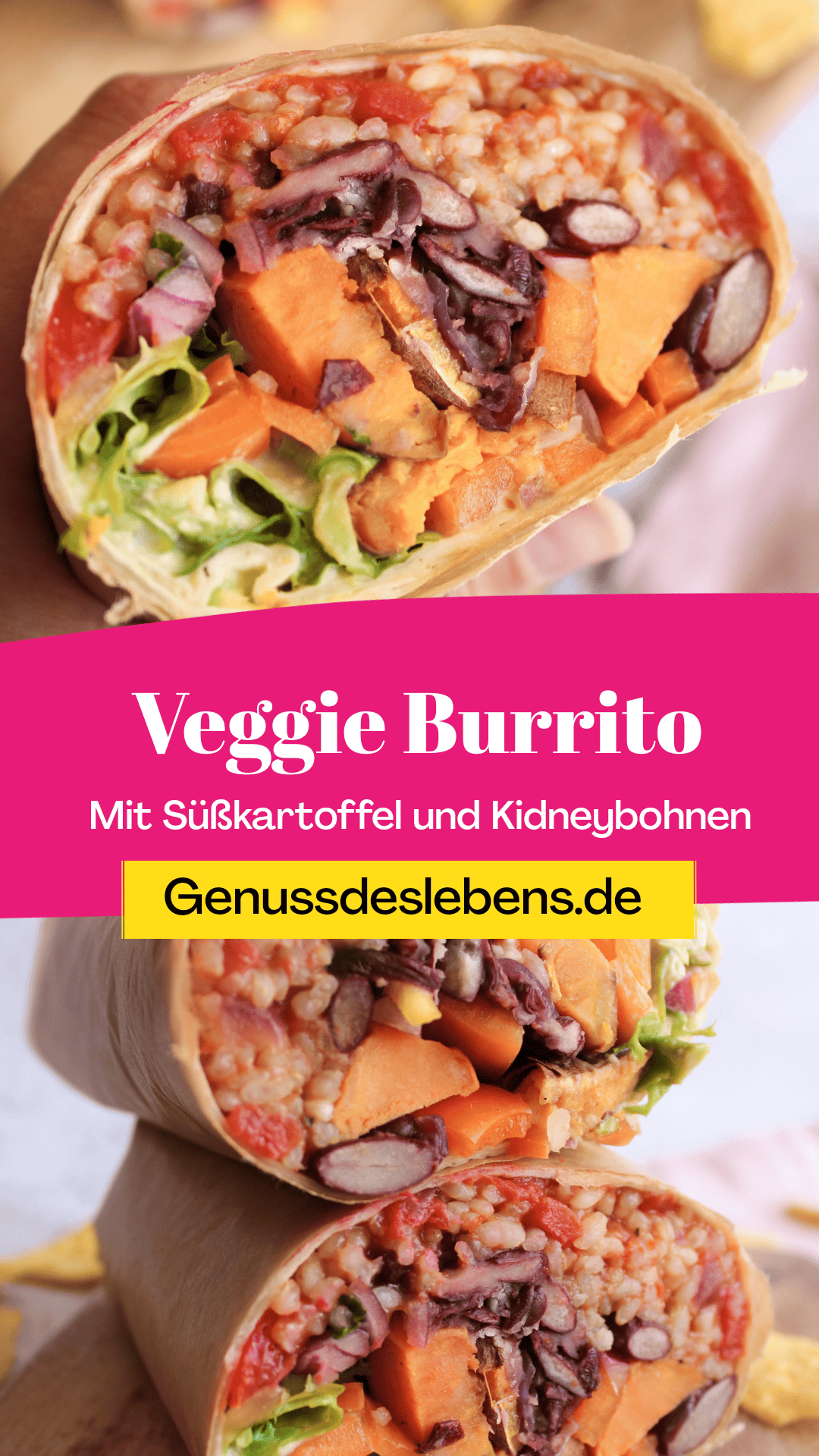 Vegetarischer Burrito mit Süßkartoffeln und Kidneybohnen