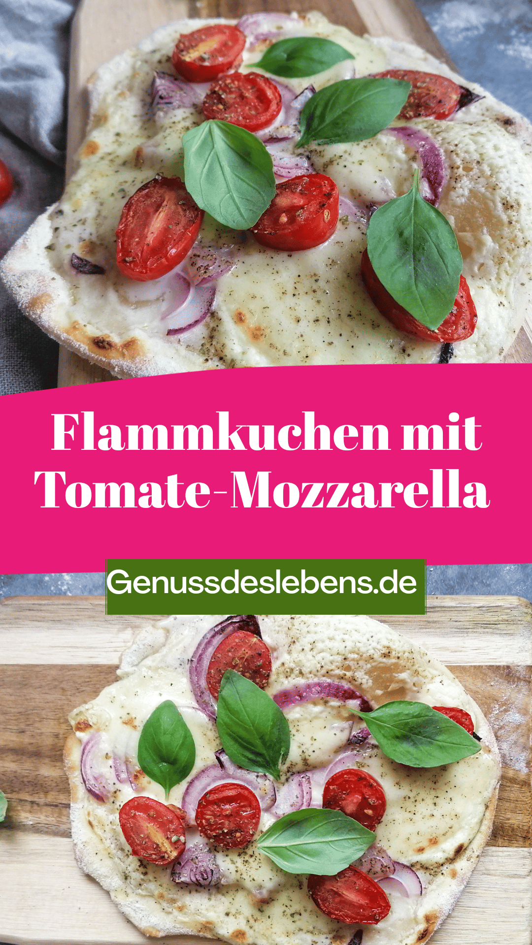 Flammkuchen mit Tomate und Mozzarella