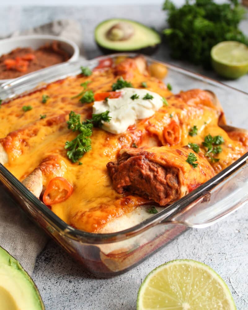 Vegetarische Enchiladas mit Kidneybohnen - Überbackene Wraps