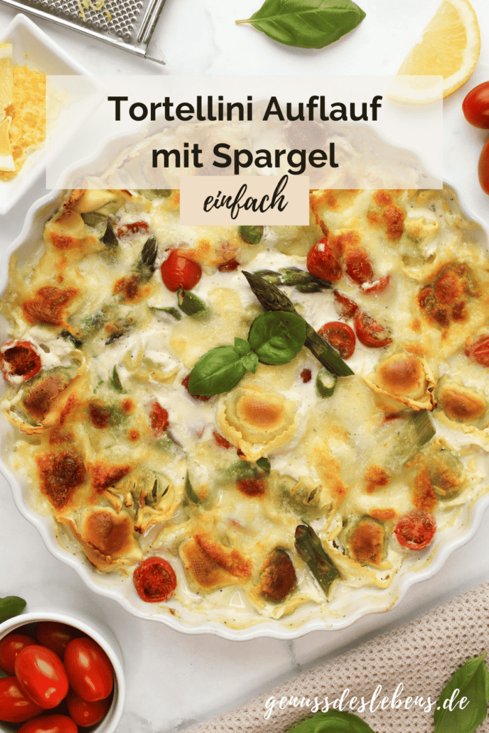 Tortellini mit grünem Spargel in Frischkäse Soße überbacken