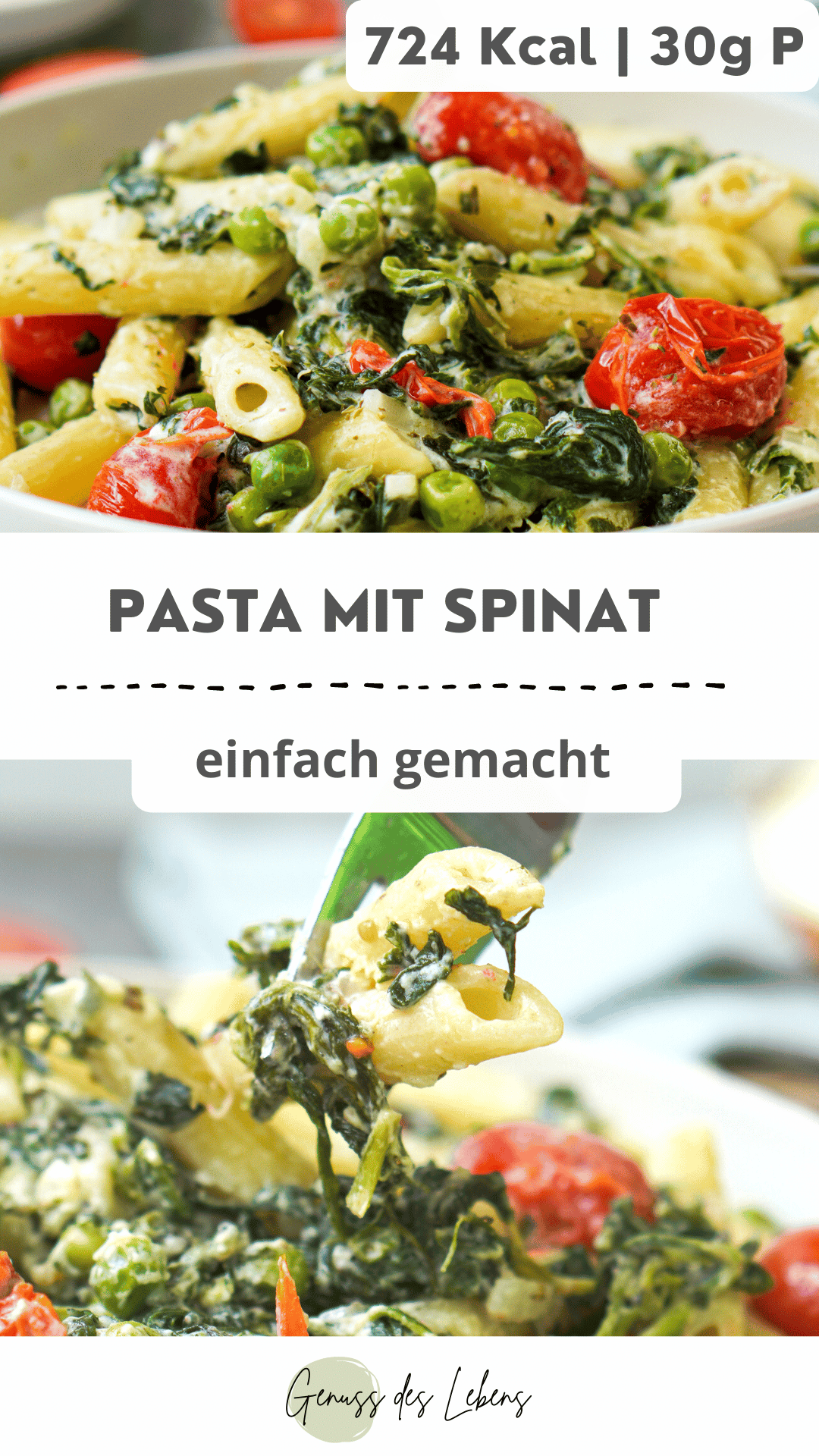 Pasta mit Feta und Spinat | High Protein Rezept