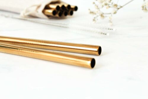 Metall Strohhalm in Gold 10er Pack - Nachhaltiger Strohhalm