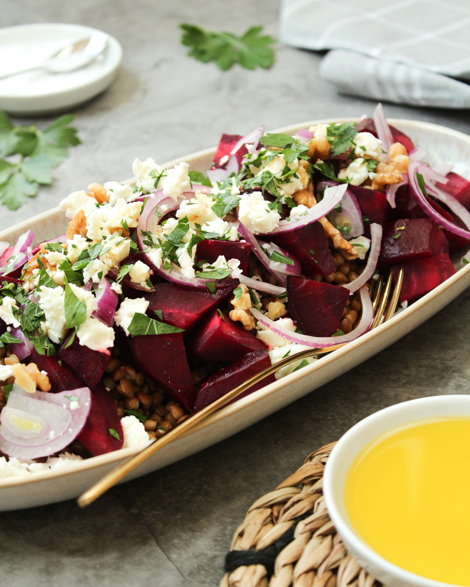 Linsen Rote Beete Salat mit Feta | einfach, vegetarisch