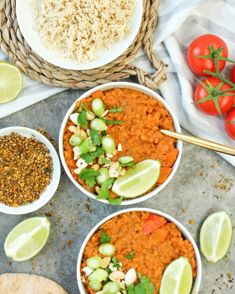 Rotes Linsencurry mit Kürbis vegan – indisch