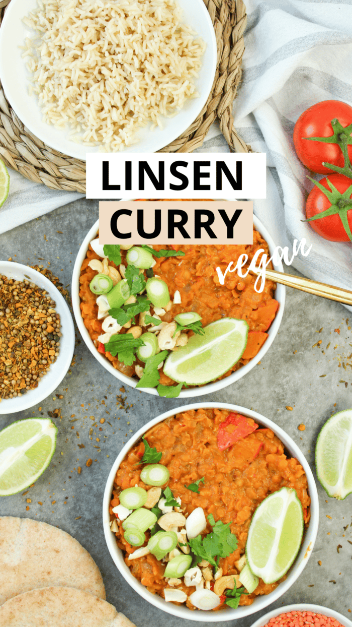 Indisches Curry mit roten Linsen und Kürbis vegan