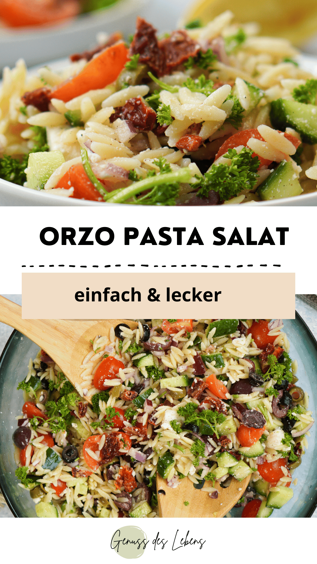 Griechischer Orzo Salat | Perfekt als Grillbeilage