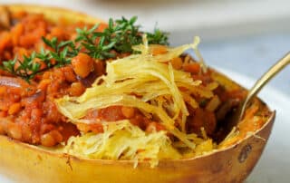 Proteinreicher Spaghetti Kürbis mit Linsen