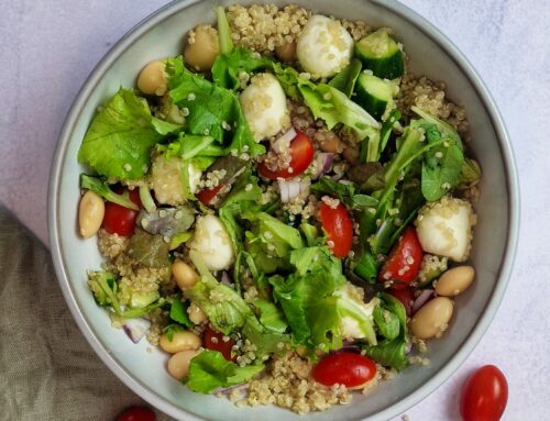 High Protein Quinoa Mozzarella Salat | Gesunder Salat zum Mitnehmen