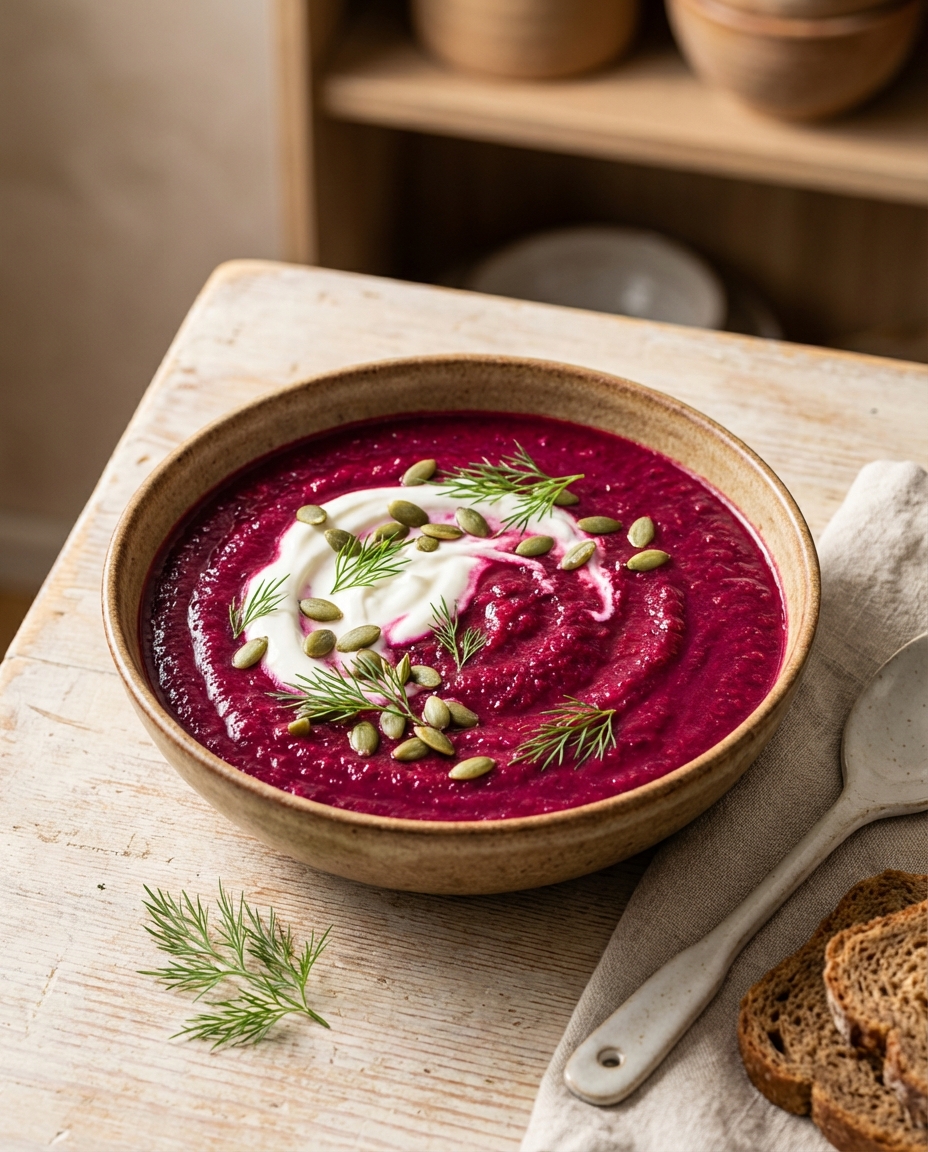 Cremige Rote-Beete-Suppe mit Ingwer und Apfel