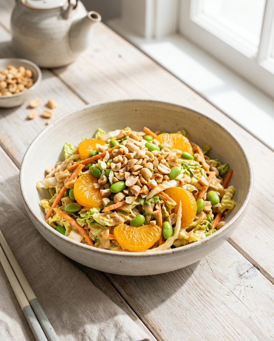Chinakohlsalat einfach und schnell mit cremigem Erdnuss-Dressing