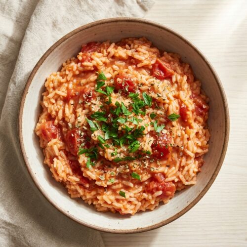 Cremiger Griechischer Tomatenreis
