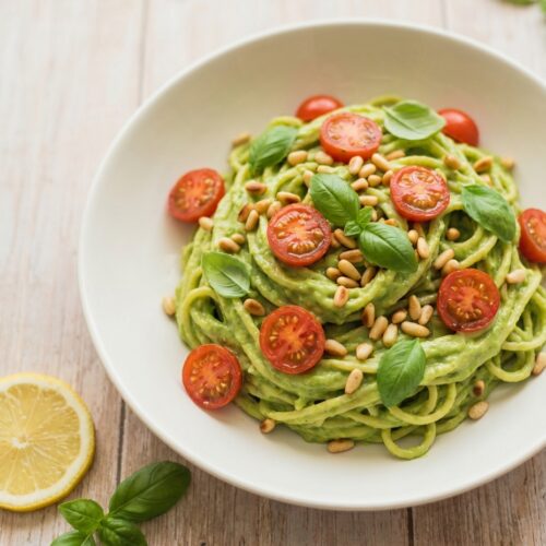 Cremige Avocado-Pasta mit Zitrone