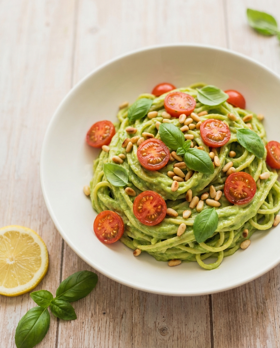 Cremige Avocado-Pasta mit Zitrone