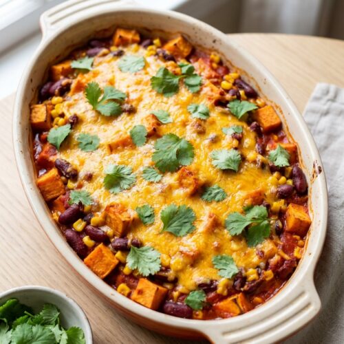 Süßkartoffel-Bohnen Auflauf