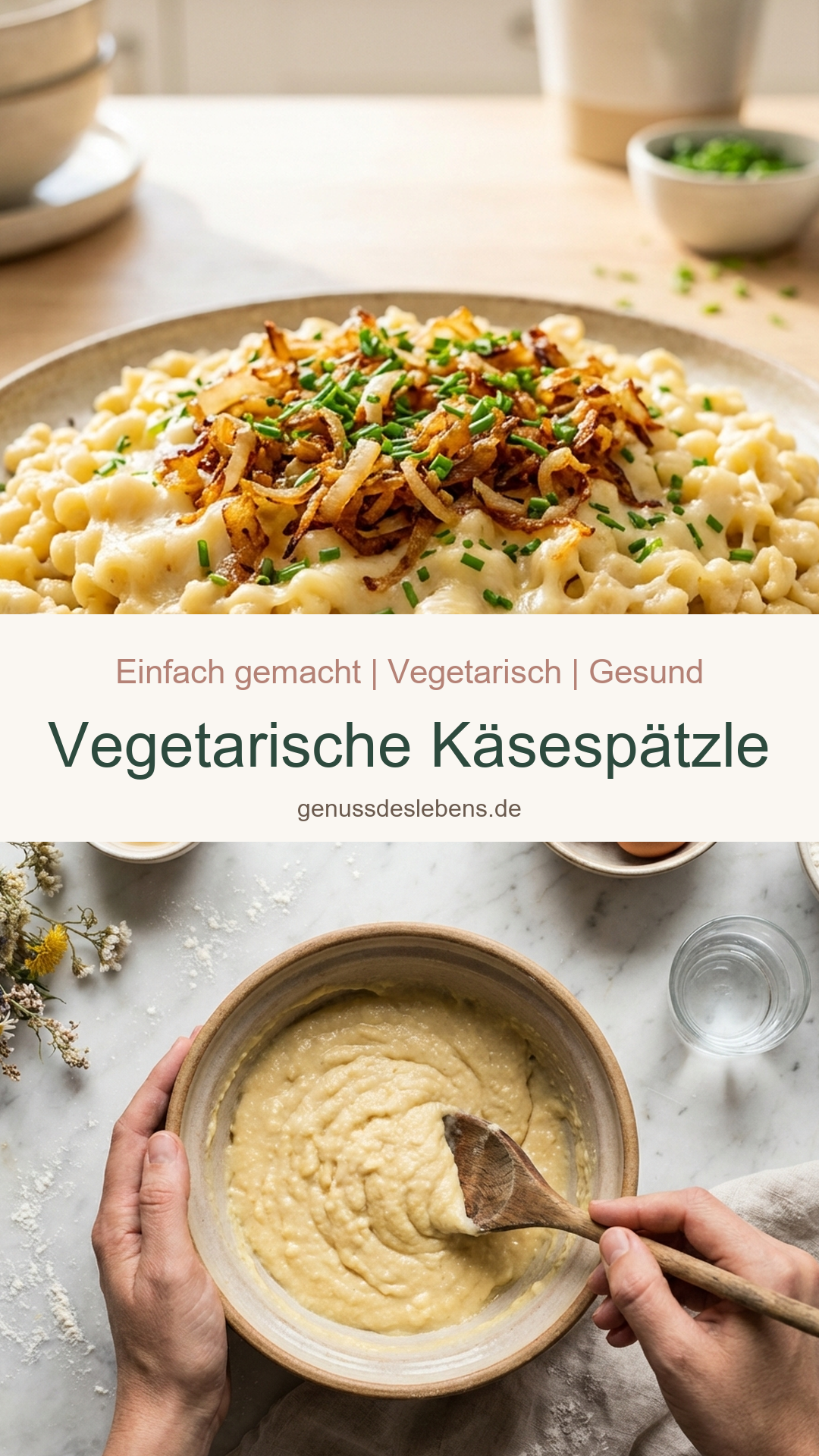Vegetarische Käsespätzle - Pin für Pinterest