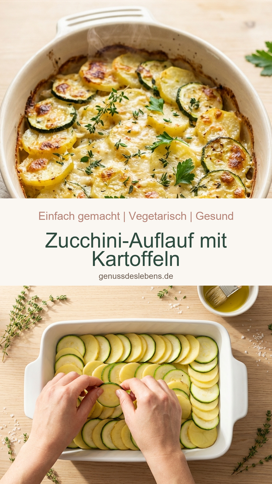 Zucchini-Auflauf mit Kartoffeln - Pin für Pinterest
