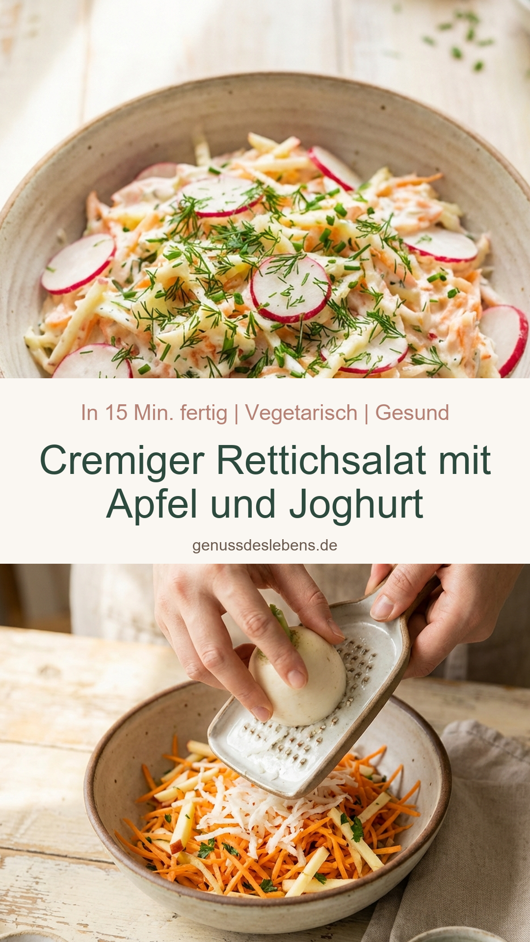 Cremiger Rettichsalat mit Apfel und Joghurt - Pin für Pinterest