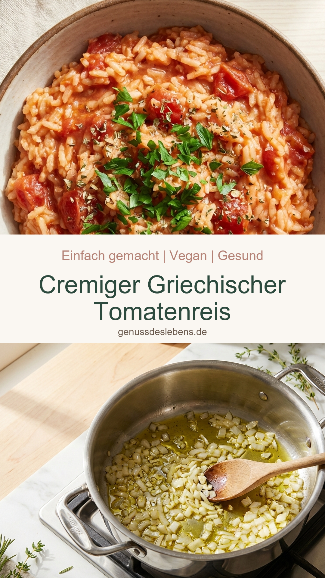 Cremiger Griechischer Tomatenreis - Pin für Pinterest