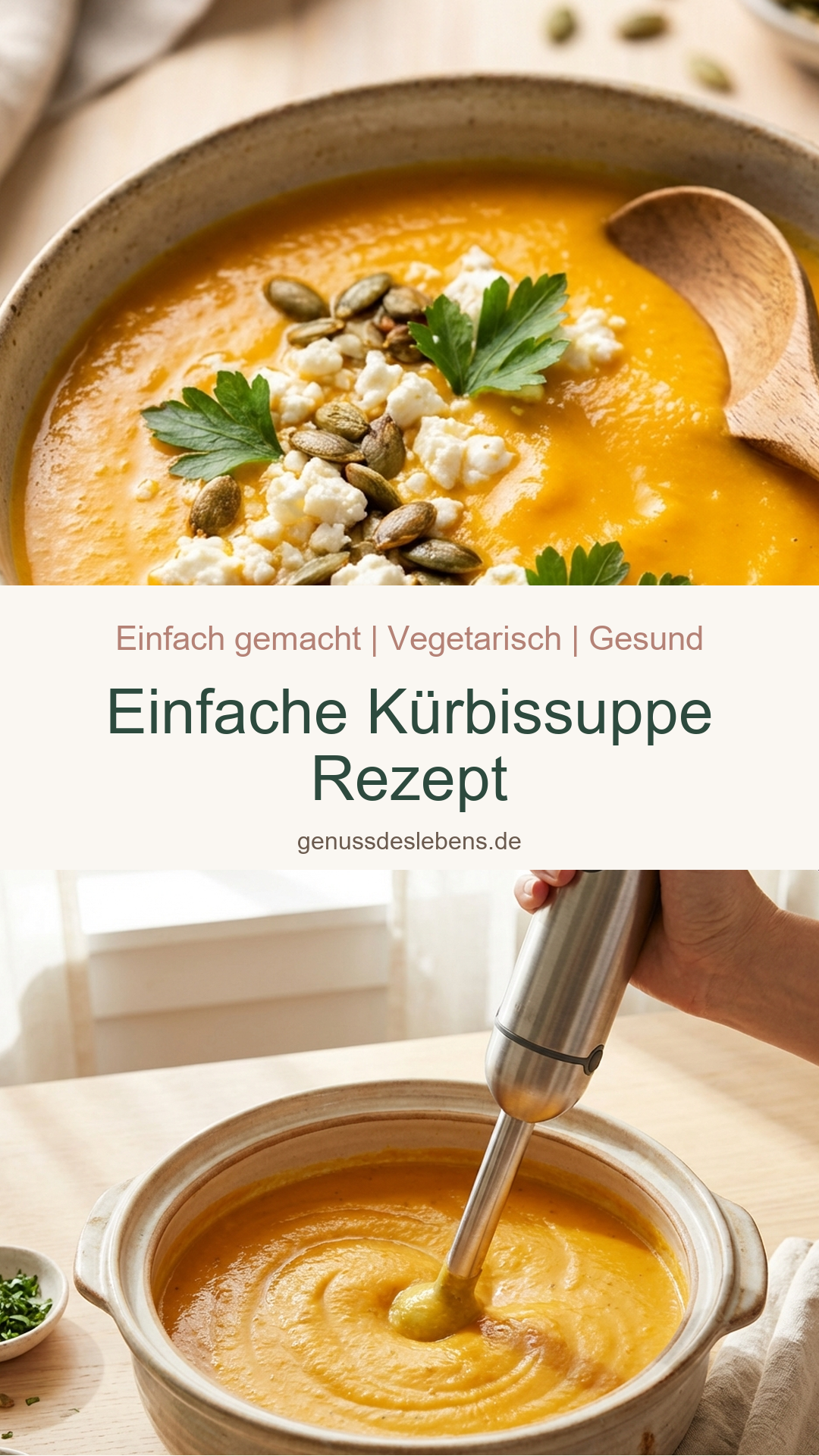 Einfache Kürbissuppe Rezept - Pin für Pinterest