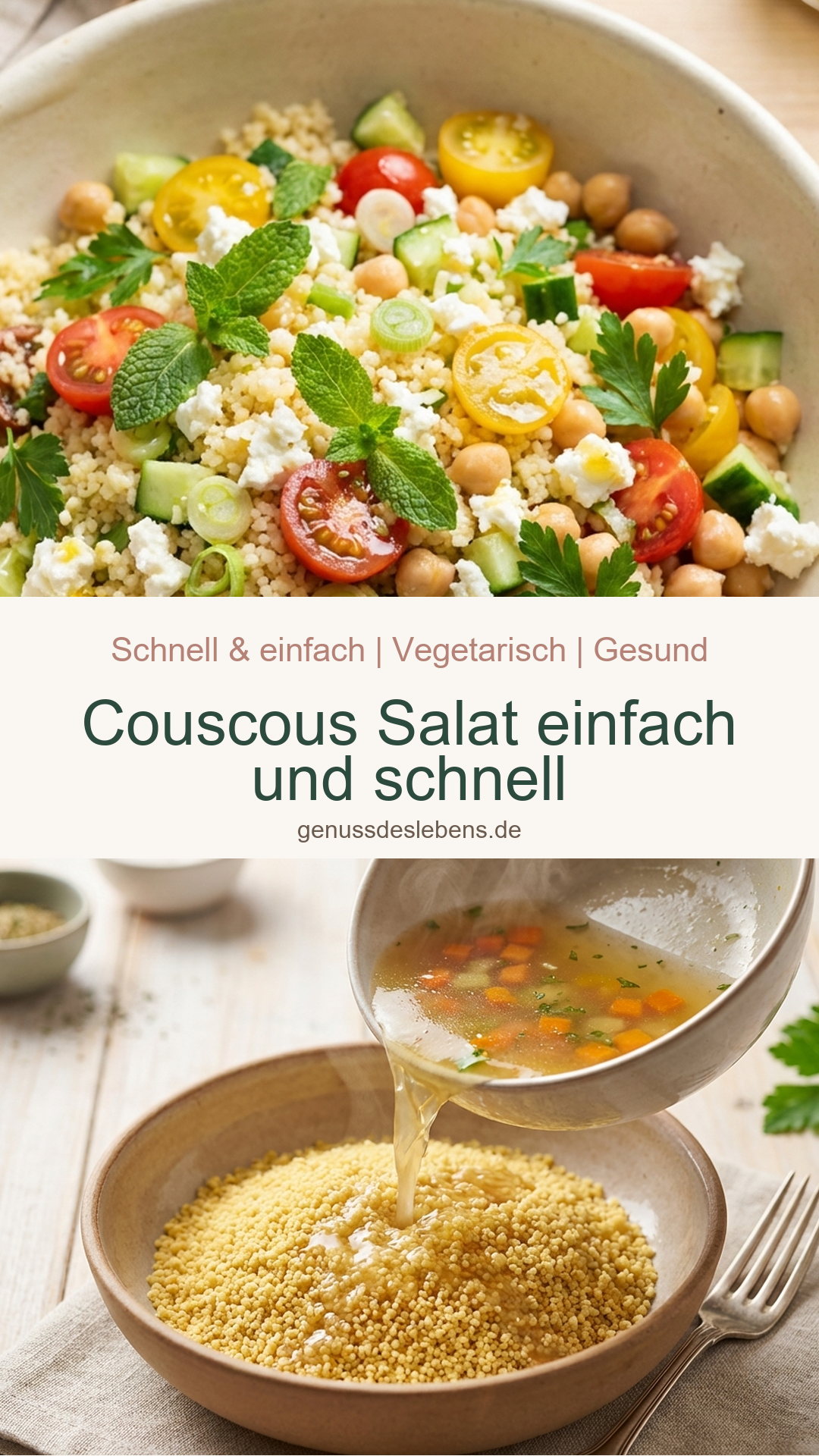Couscous Salat einfach und schnell - Pin für Pinterest