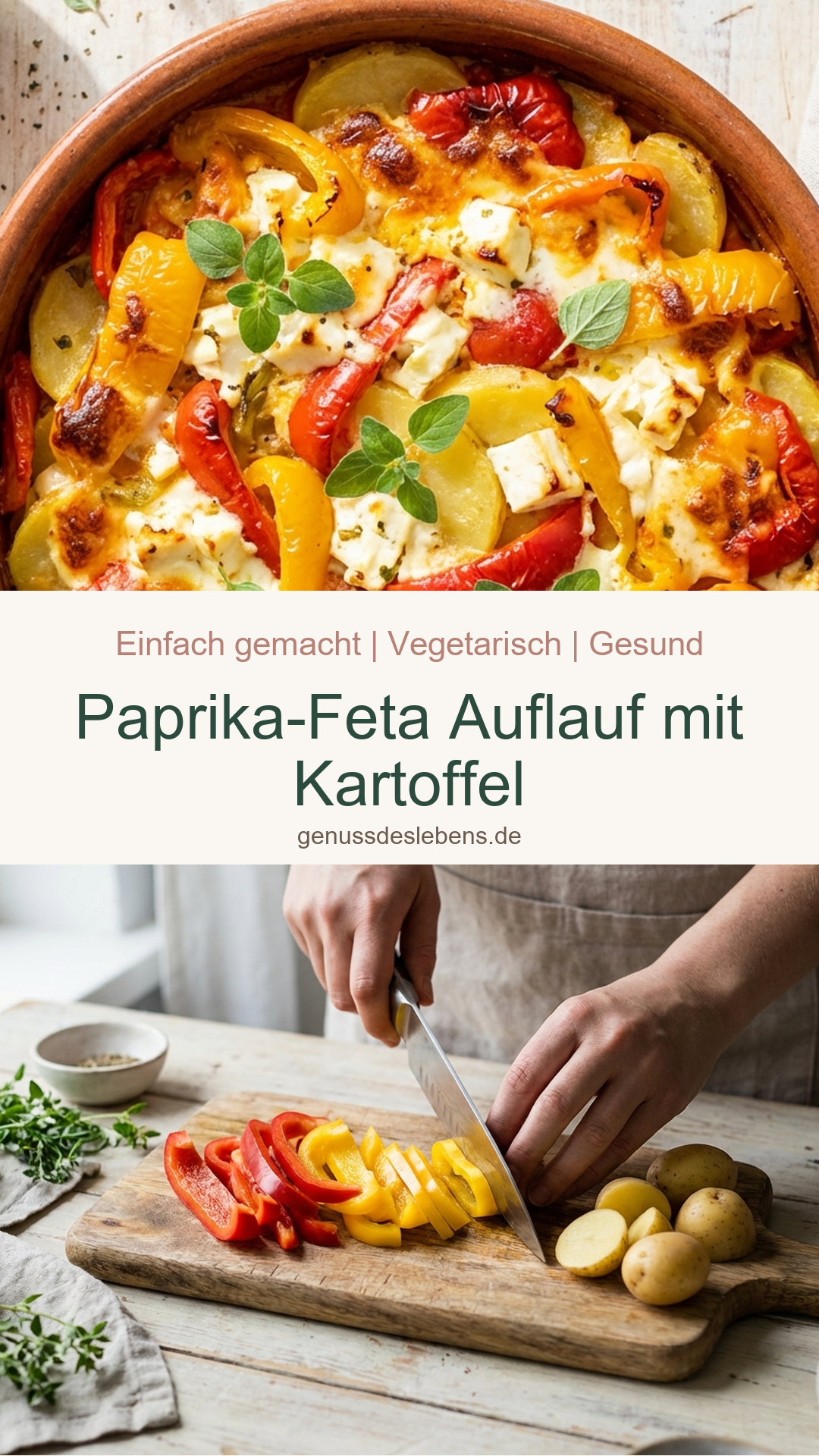 Paprika-Feta Auflauf mit Kartoffel - Pin für Pinterest