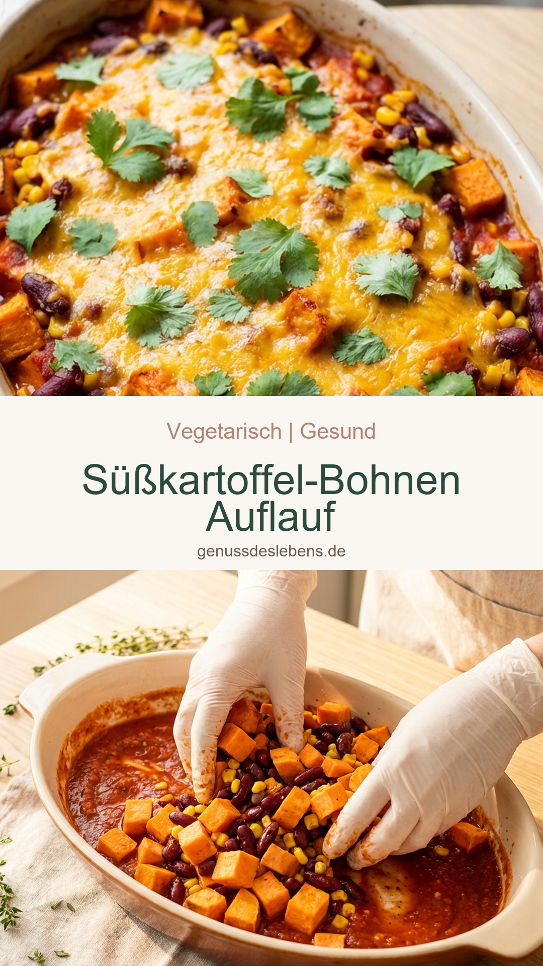 Süßkartoffel-Bohnen Auflauf - Pin für Pinterest
