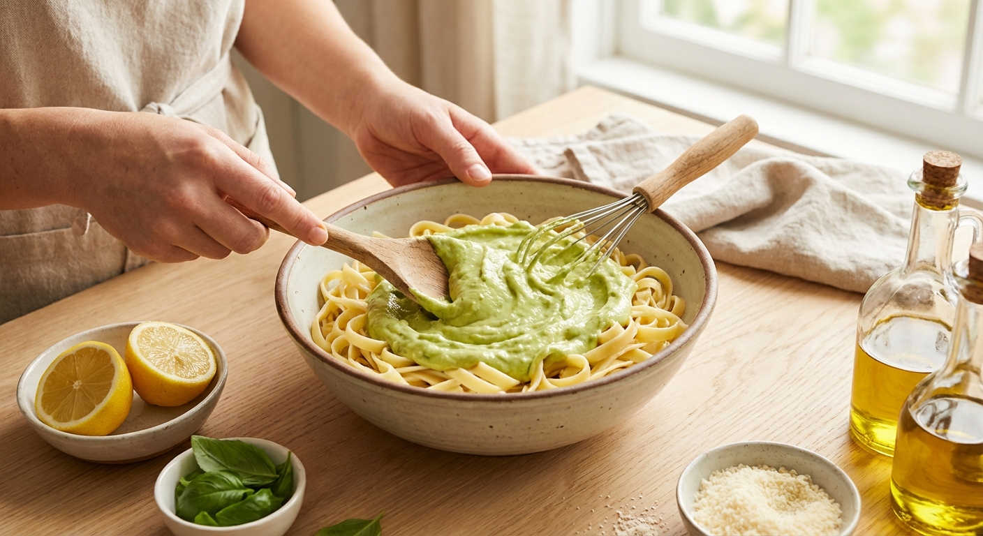 Cremige Avocado-Pasta mit Zitrone Zubereitung