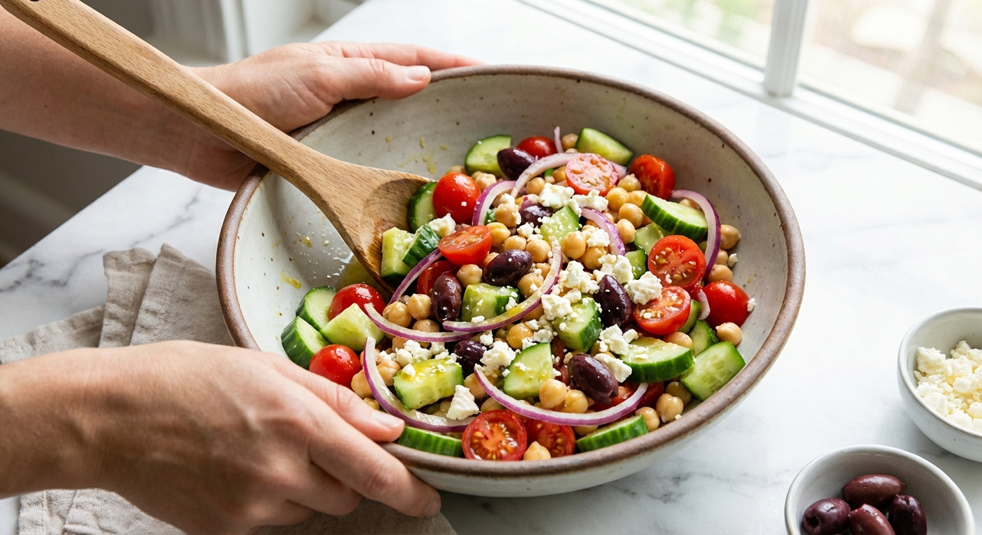 Griechischer Kichererbsensalat Zubereitung
