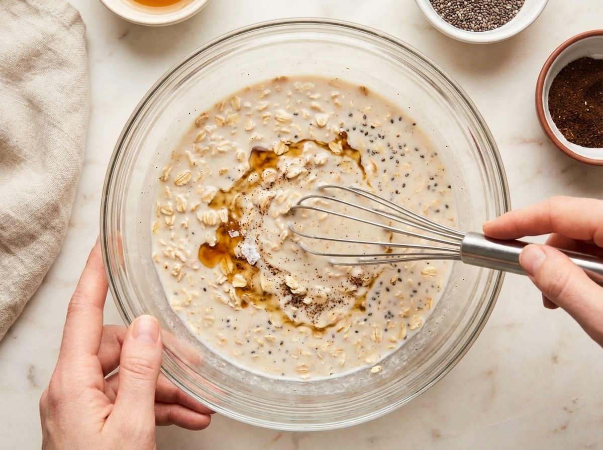 Protein-Overnight-Oats mit Beeren und Erdnussmus Zubereitung