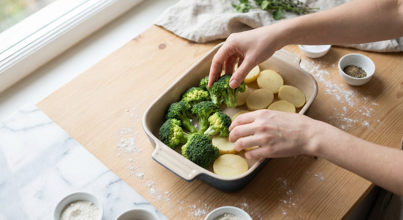 Brokkoli-Kartoffel Auflauf Zubereitung
