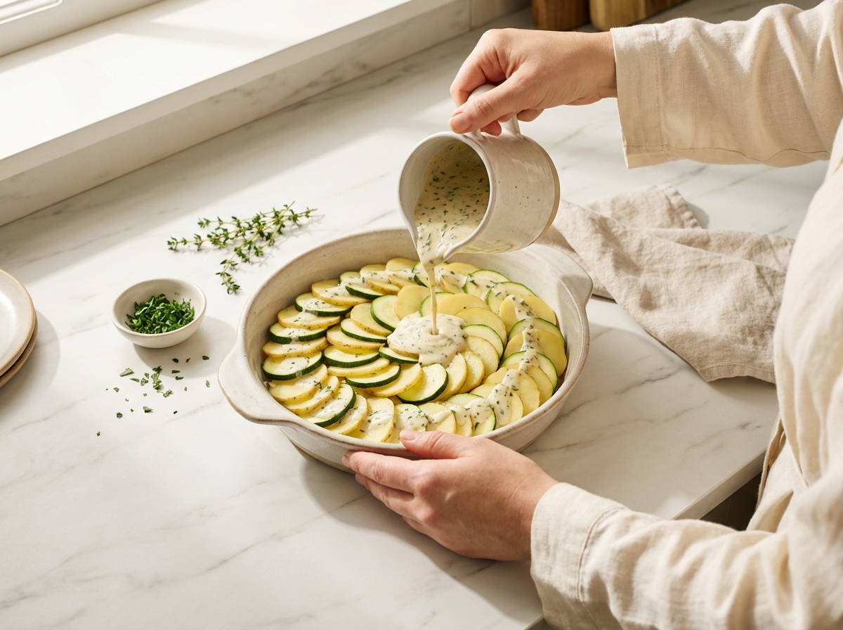Zucchini-Auflauf mit Kartoffeln Zubereitung