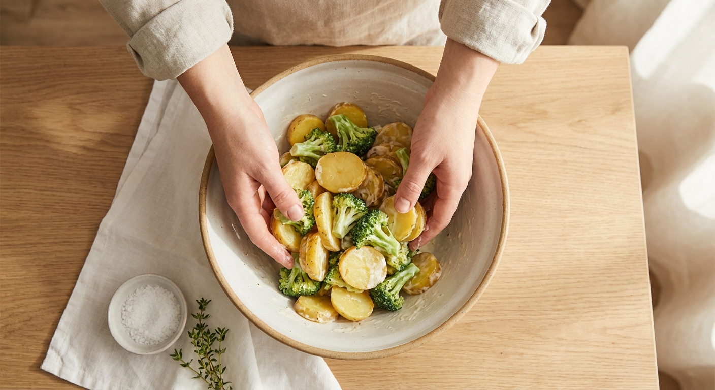 Cremiger Kartoffel-Brokkoli-Auflauf Zubereitung