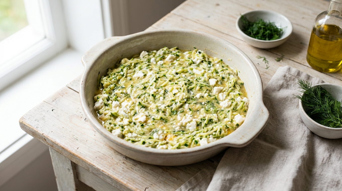 Zucchini-Feta Auflauf Zubereitung