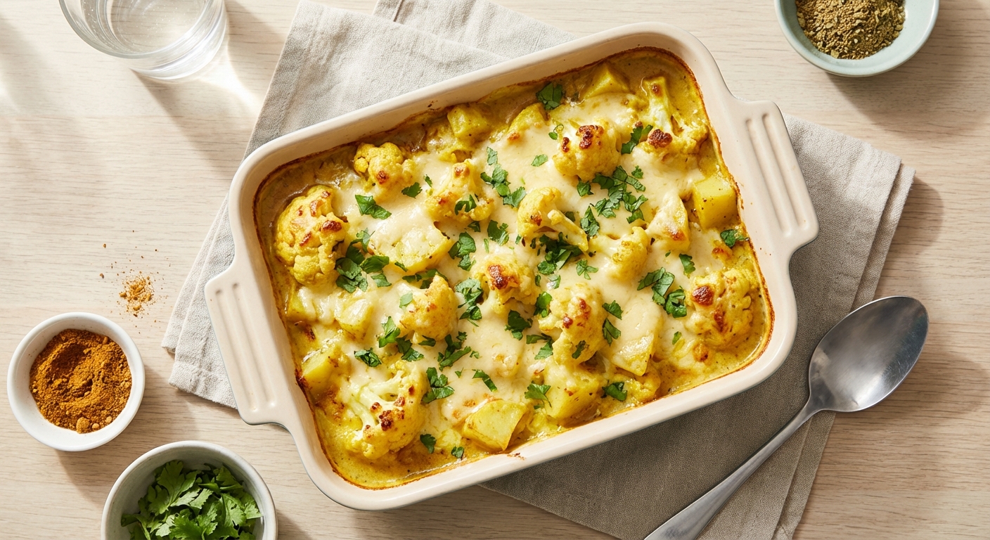 Blumenkohl Auflauf mit Curry-Sahne-Soße Zubereitung