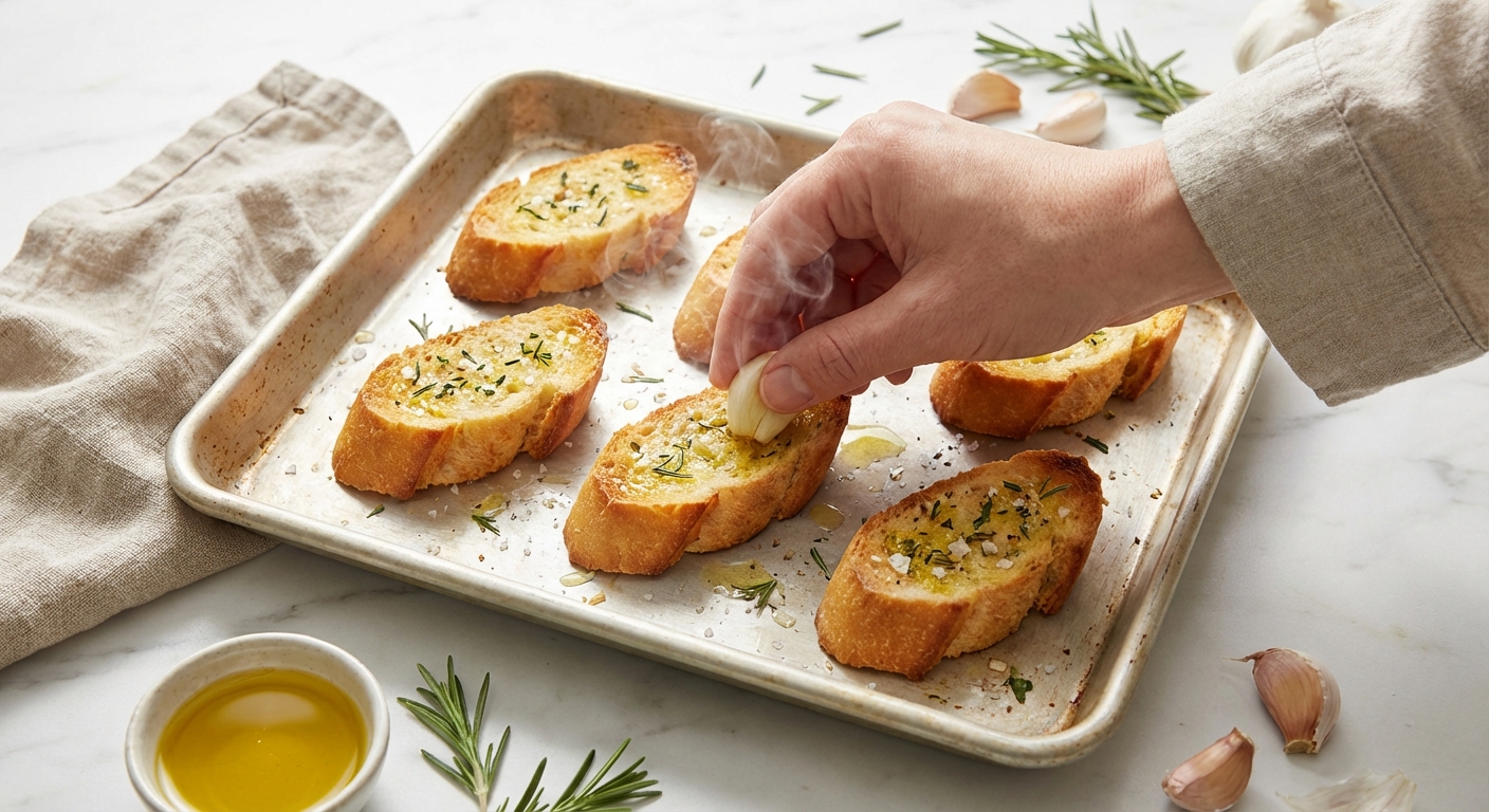 Cremige Tomatensuppe mit Basilikum und Crostini Zubereitung