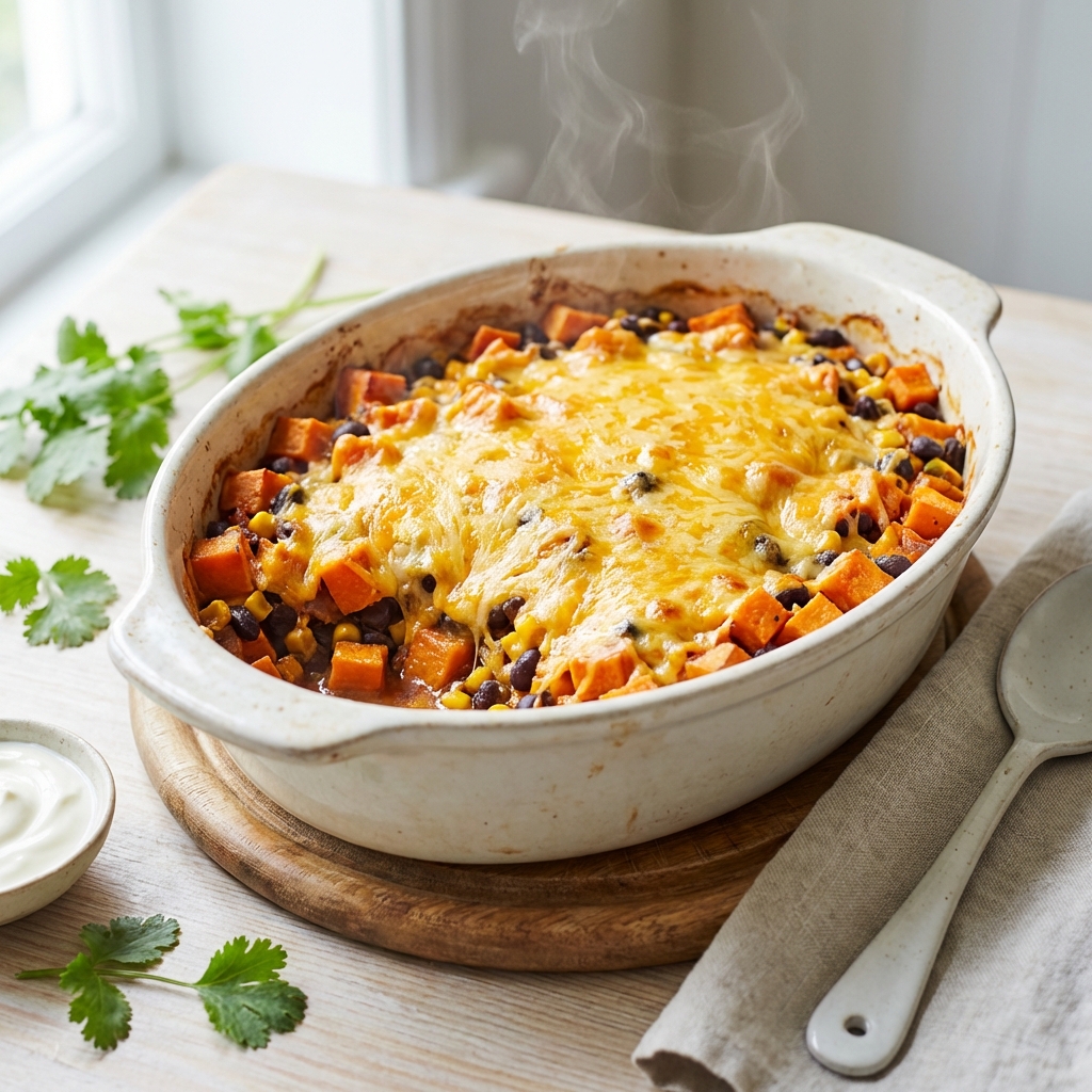 Süßkartoffel-Bohnen Auflauf Zubereitung