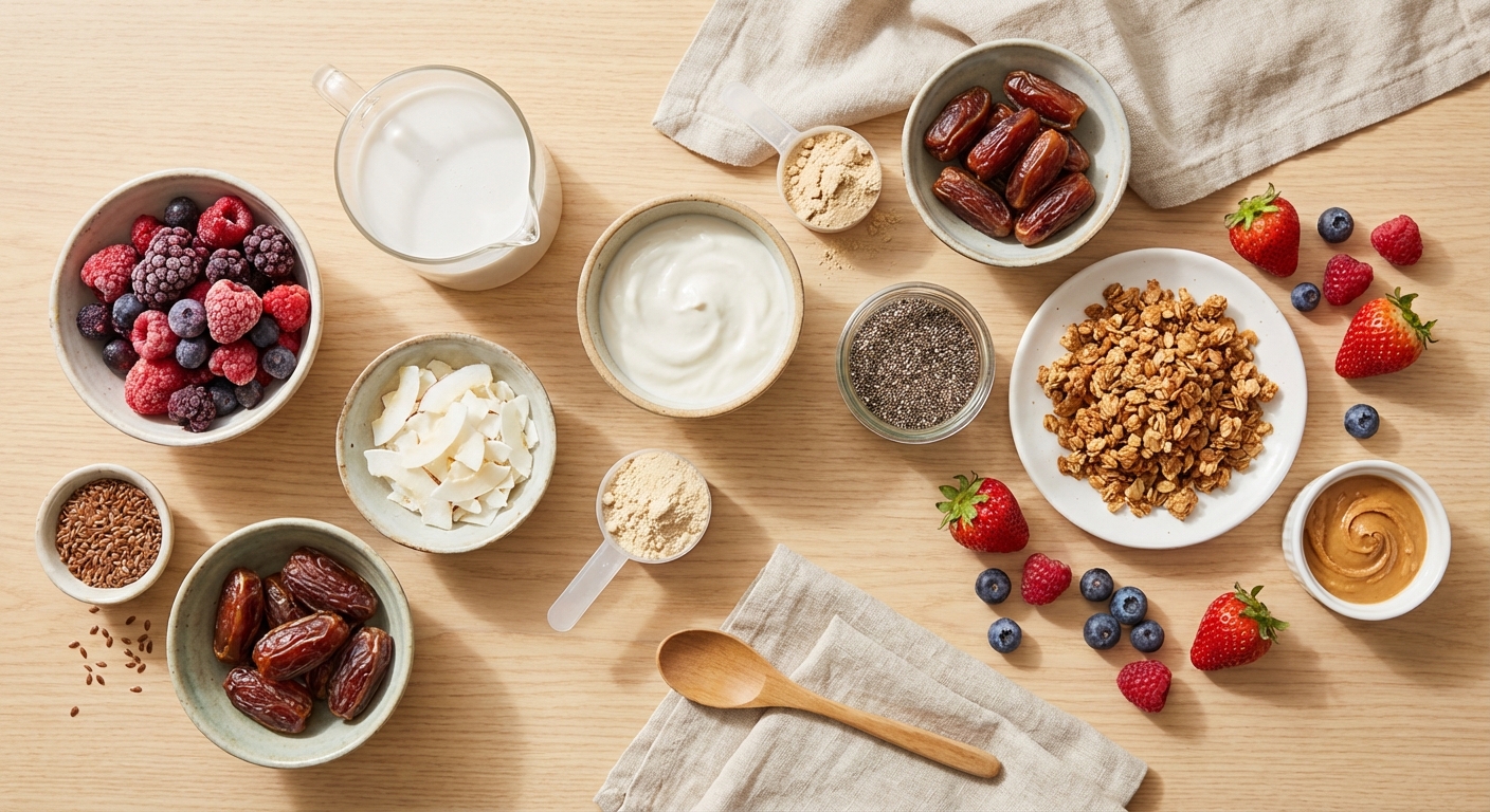 Zutaten für Sättigende Beeren Smoothie Bowl: Dein Power-Frühstück!