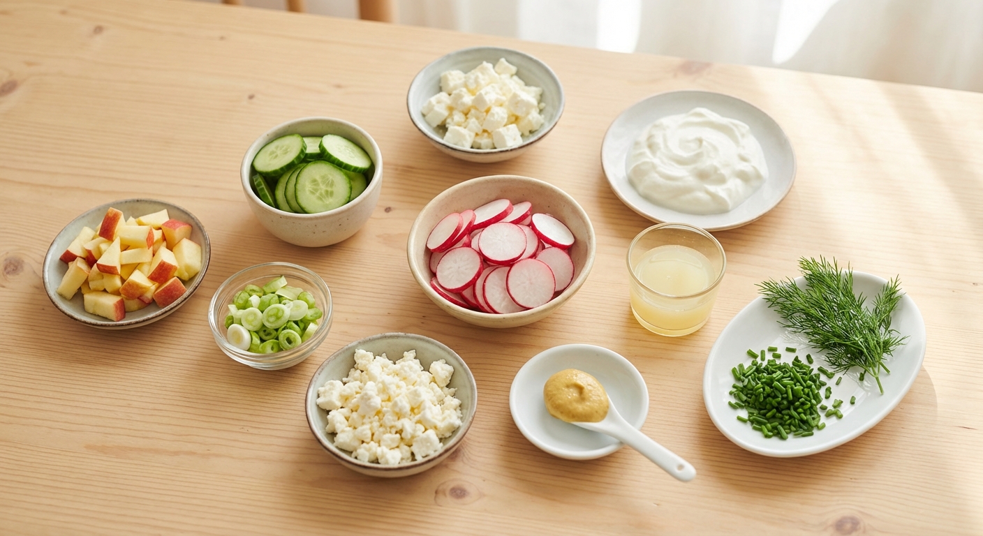Zutaten für Radieschensalat mit Joghurt Dressing