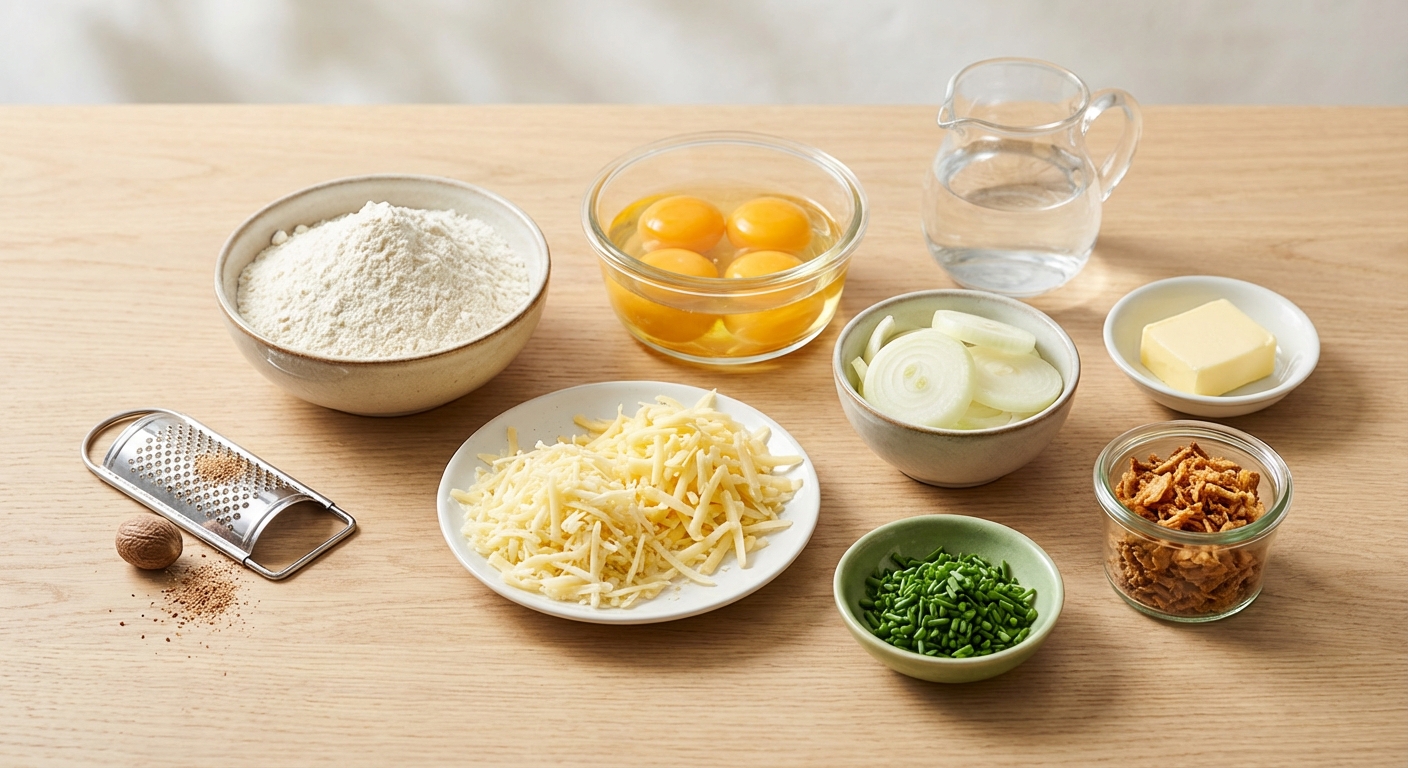 Zutaten für Vegetarische Käsespätzle