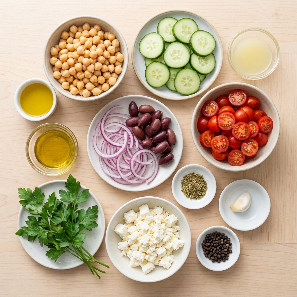 Zutaten für Griechischer Kichererbsensalat