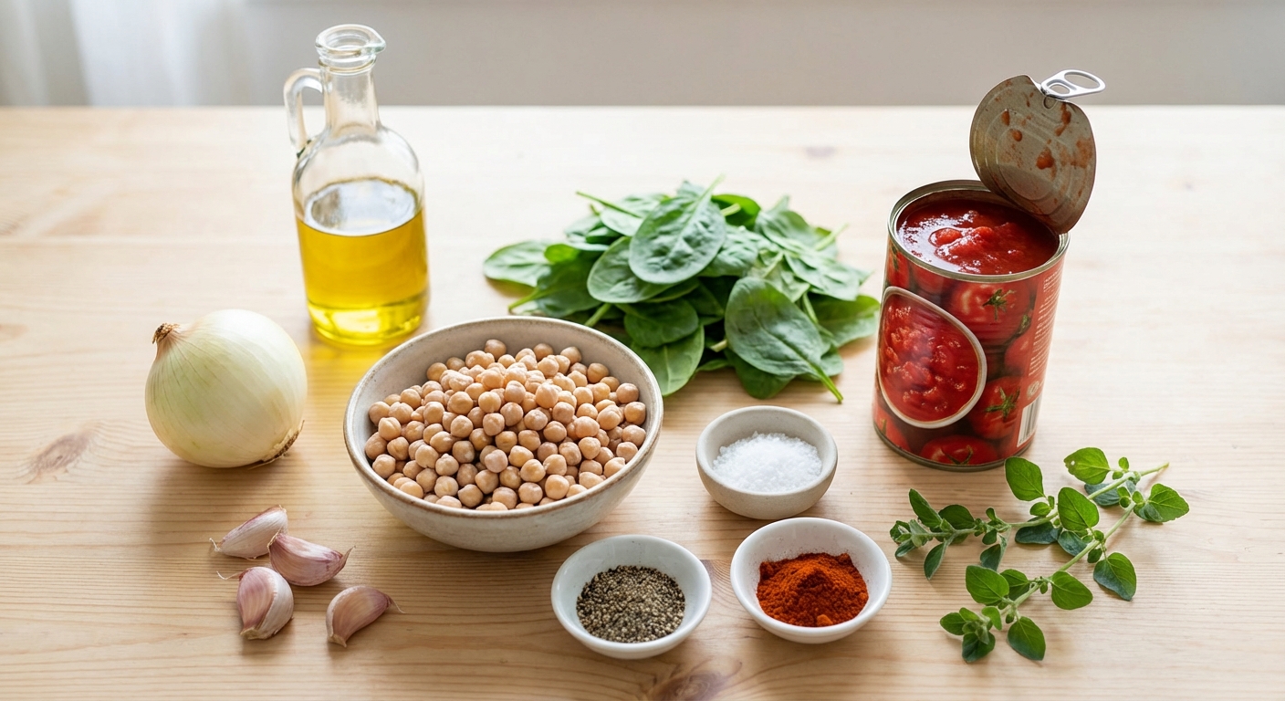 Zutaten für Kichererbsen-Tomaten Suppe