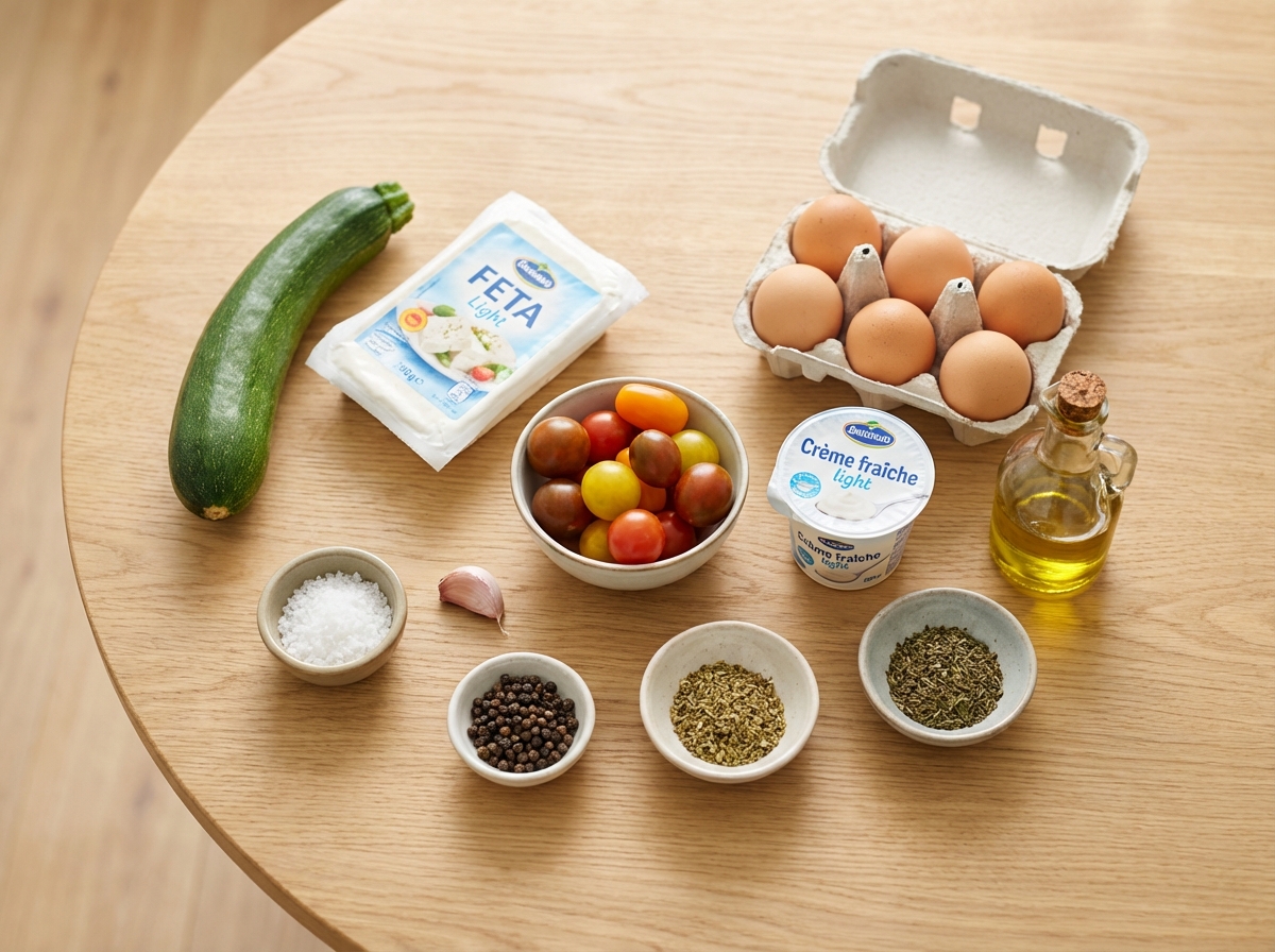 Zutaten für Zucchini-Feta Auflauf