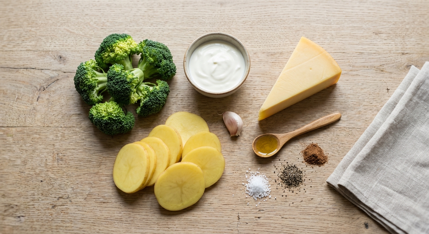 Zutaten für Brokkoli-Kartoffel Auflauf