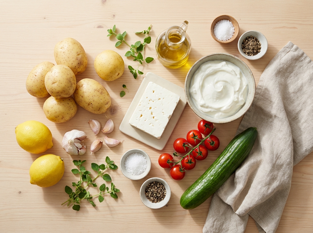 Zutaten für Griechische Ofenkartoffeln