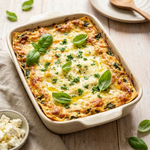 Spinat-Lasagne mit Feta