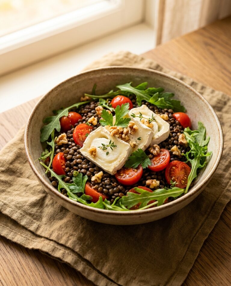 Warmer Linsensalat mit Ziegenkäse