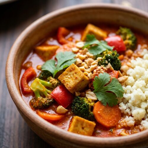 Thai-Gemüse-Curry mit Kokosmilch und Tofu