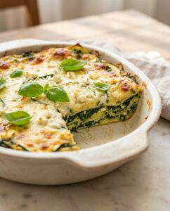 Zucchini-Lasagne mit Spinat und Tofu-Béchamel