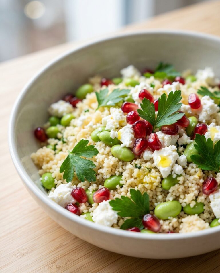 Protein-Couscous-Salat mit Kräuter-Feta und Granatapfel